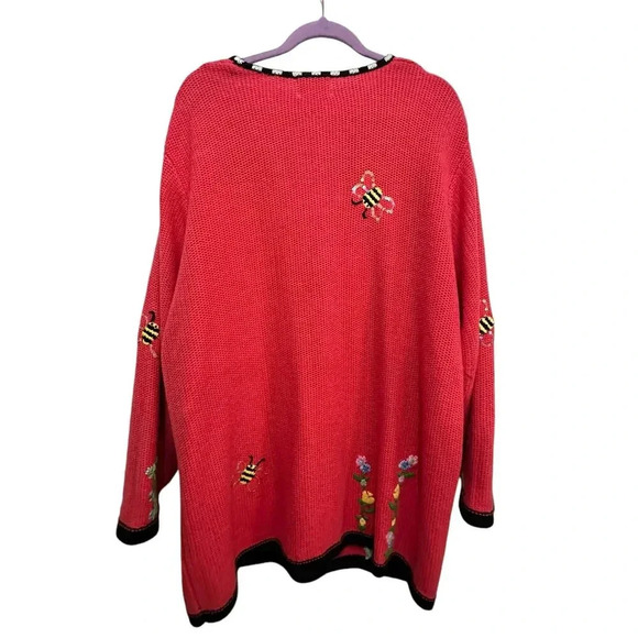 The Quacker Factory Bumble Bees Embroidered Cardigan Sweater Size 2X - Picture 4 of 6
